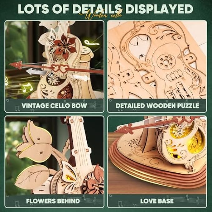 WOODEN MUSIC BOX PUZZLES FOR ADULTS MAGIC CELLO, 3D WOODEN PUZZLES FOR ADULTS/TEENS - Image 4